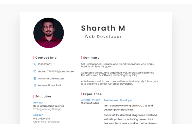 Sharath Portfolio